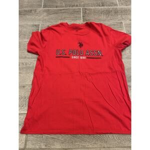 US Polo Assn Mens Short Sleeve Red Pullover T Shirt Size L Nice